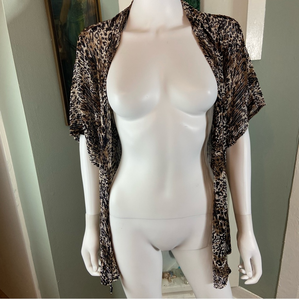 3/$12 Vintage 90s Chico's Sz 1 Sheer Leopard Kimono Jacket Swimsuit Beach Pool - Picture 4 of 9